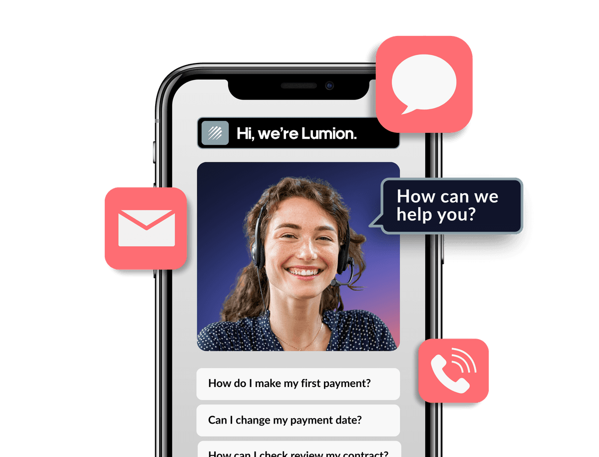 A Lumion student support representative offers to help.